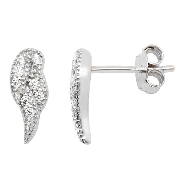 Cubic Zirconia Angel Wing Drop Earrings - Sterling Silver