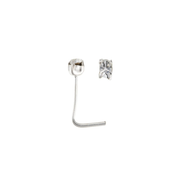 Crystal 2mm Claw Nose Stud - Sterling Silver