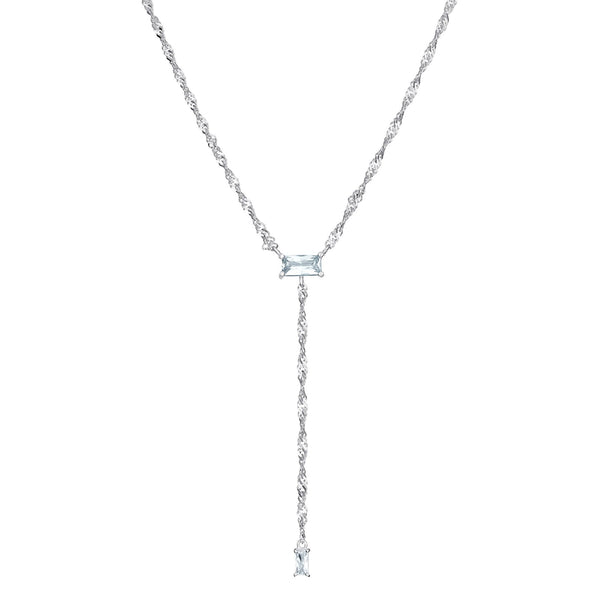 Cubic Zirconia Twist Rope Style Necklace - Sterling Silver