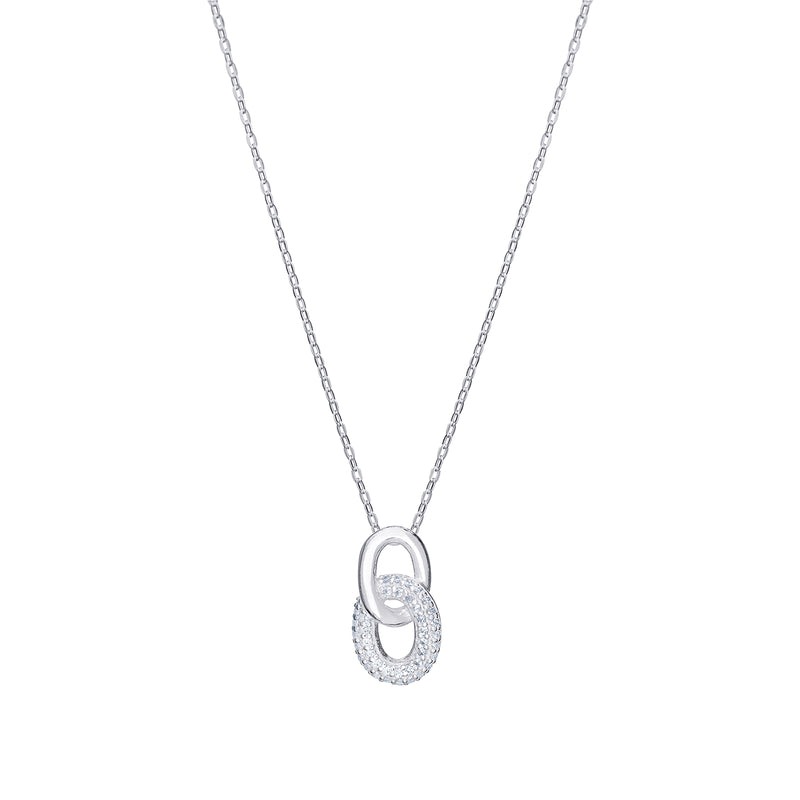 CZ Drop Pendant Necklace - Sterling Silver