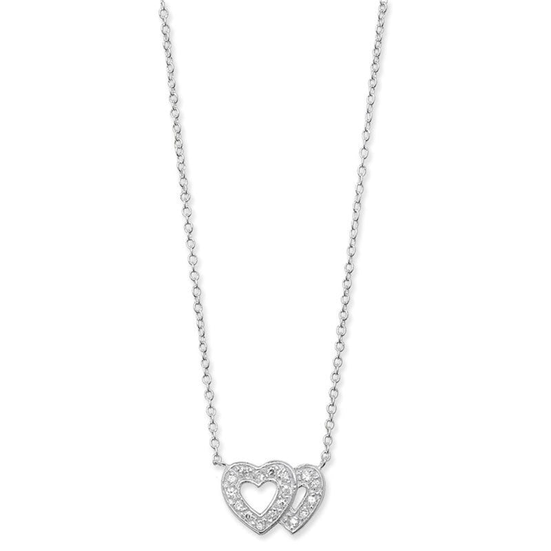 Double Heart CZ Necklace