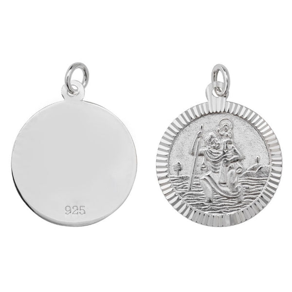 St. Christopher Diamond Cut Pendant - Sterling Silver