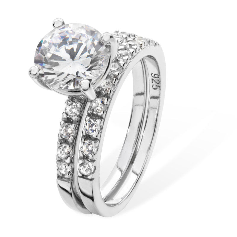 Double CZ Ring - Sterling Silver