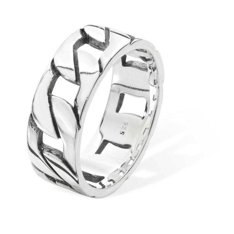 Gents Chain Link Ring - Sterling Silver