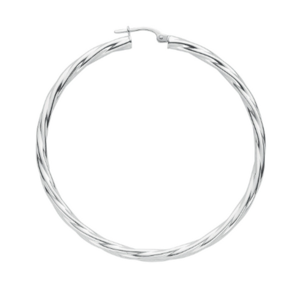 Silver Twisted Large Hoop Earrings