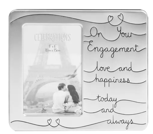 4"x 6" "On Your Engagement Love & Happiness" Photo Frame