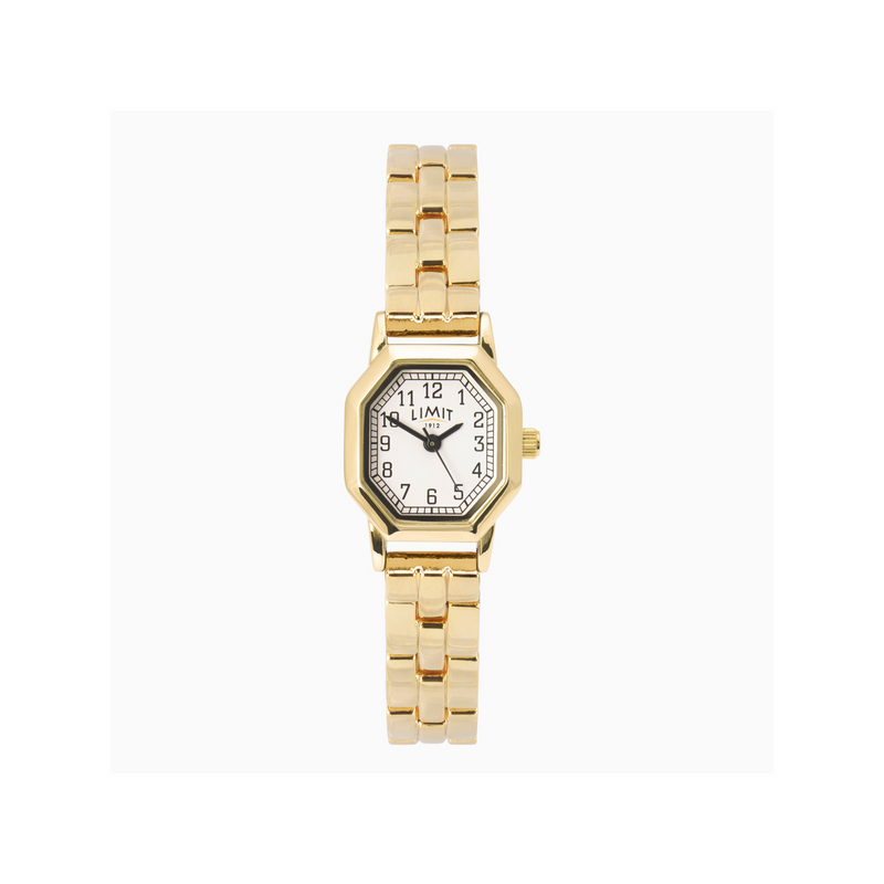 Limit Ladies Classic Watch With Gold Case, Gold Bracelet with Silver White Dial Newbridge Silverware