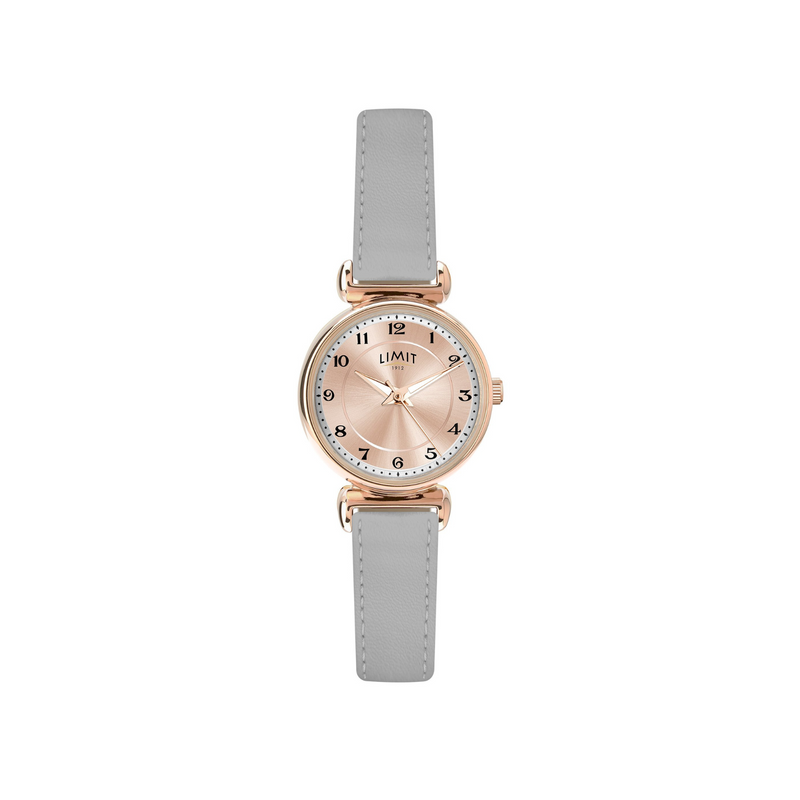 Limit Ladies Classic Watch With Rose Gold Case, Grey Strap with Rose Gold Dial Newbridge Silverware