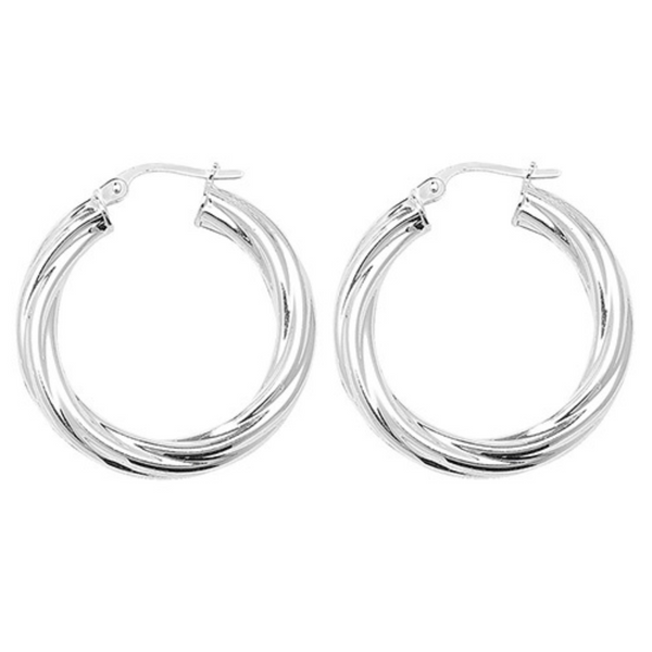 Twisted Hoop Earrings 20mm - Sterling Silver