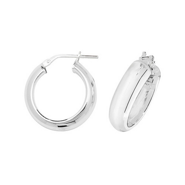 Plain Hoop Earrings 15mm - Sterling Silver