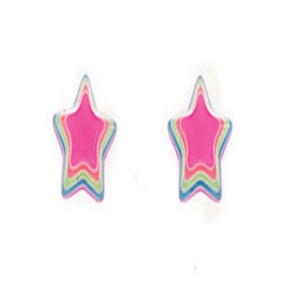  Multi Colour Fluorescent Star Stud Earrings