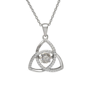 Trinity CZ Dancing Birthstone Pendant - Sterling Silver