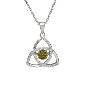 Trinity CZ Dancing Birthstone Pendant - Sterling Silver