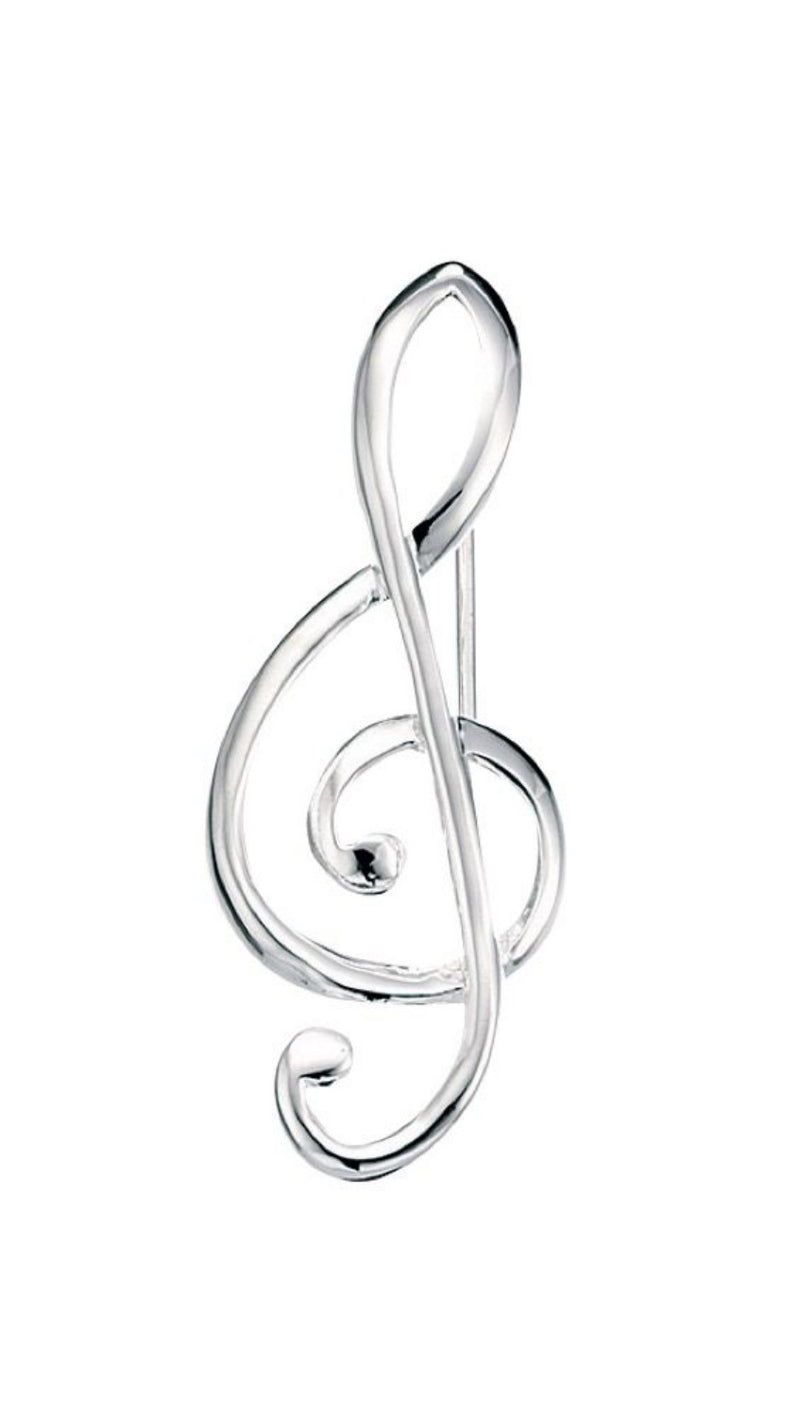 Treble Clef Brooch - Sterling Silver Music Lover Bruce Springsteen