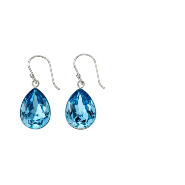 Teardrop Drop Earrings in Aquamarine Crystal