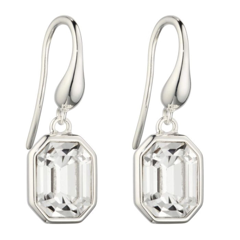 Elongated Octagon CZ Drop Earrings