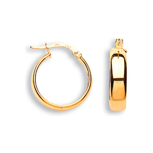 18mm tube hoop earrings 9ct yellow gold hinged