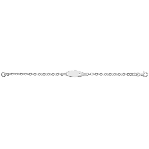 Babies' Cable Cut Out Heart Oval ID Bracelet - Sterling Silver