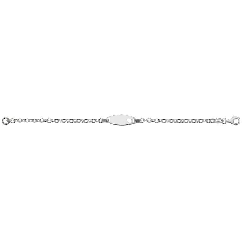 Babies' Cable Cut Out Heart Oval ID Bracelet - Sterling Silver