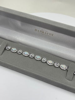 Opal & Cubic Zirconia Stone Bracelet- Sterling Silver