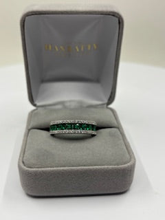 Emerald & Cubic Zirconia Ring - Sterling Silver