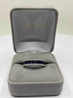 Sapphire & Cubic Zirconia Ring - Sterling Silver