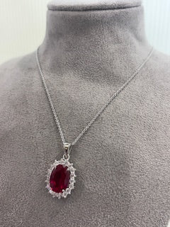 Ruby Cubic Zirconia Necklace - Sterling Silver