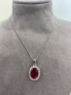 Ruby Cubic Zirconia Necklace - Sterling Silver