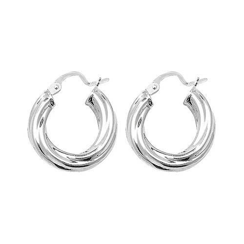 Twisted Hoop Earrings 10mm - Sterling Silver