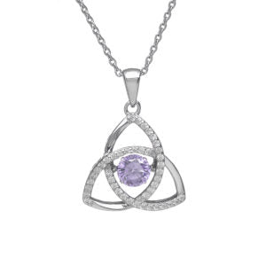 Trinity CZ Dancing Birthstone Pendant - Sterling Silver