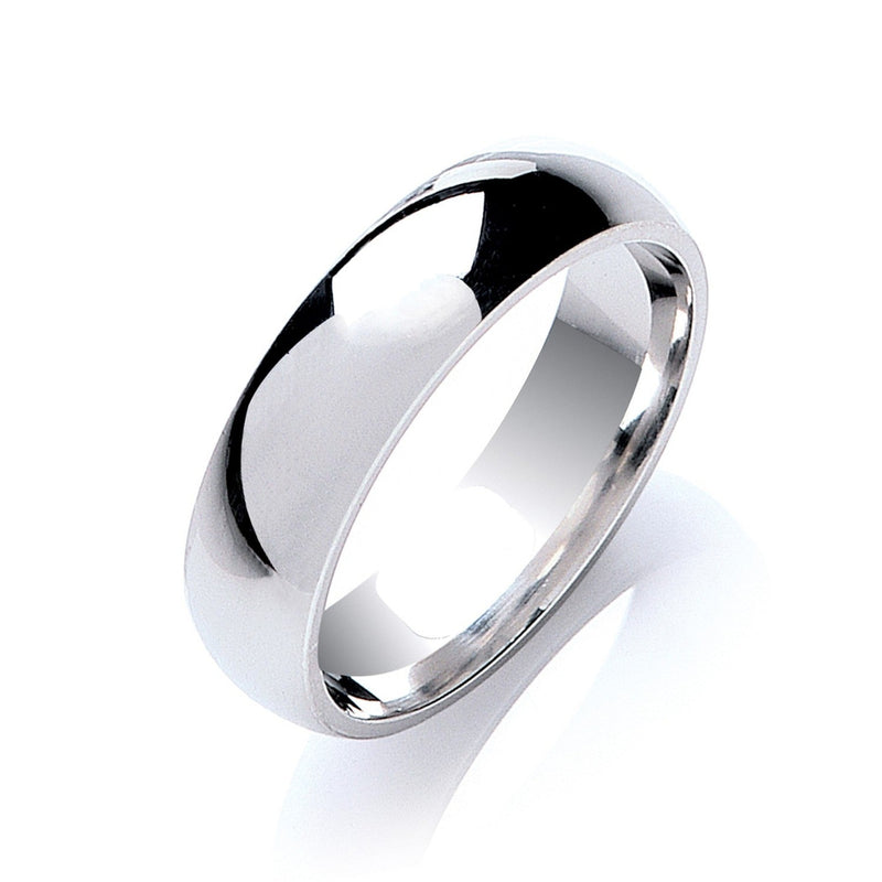 Silver 5mm Court Shape Plain Band Ring