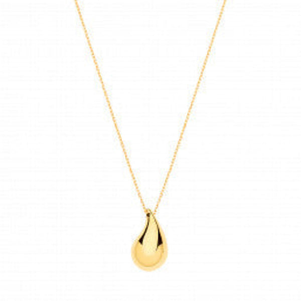 Puffed Tear Drop Necklace - Sterling Silver