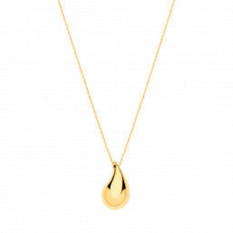 Puffed Tear Drop Necklace - Sterling Silver