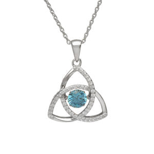 Trinity CZ Dancing Birthstone Pendant - Sterling Silver