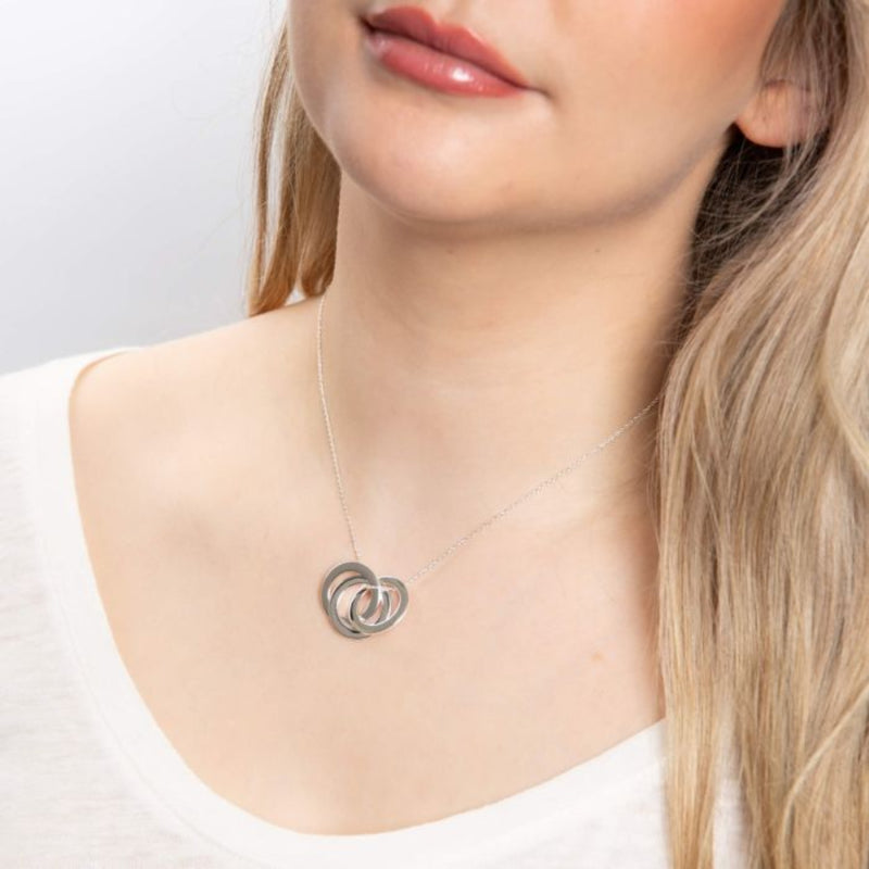 Triple Interlinked Circles Necklace - Sterling Silver