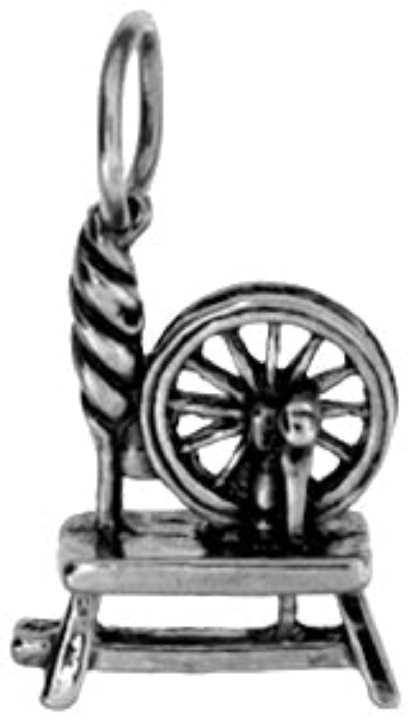 Spinning wheel charm - Sterling Silver