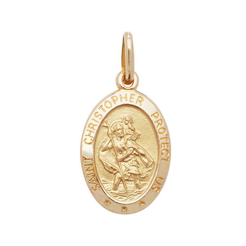 9ct Yellow Gold Oval St Christopher Pendant