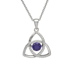 Trinity CZ Dancing Birthstone Pendant - Sterling Silver