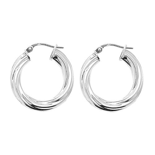 Twisted Hoop Earrings 15mm - Sterling Silver