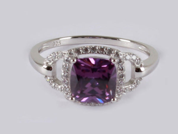 Amethyst & Cubic Zirconia Ring - Sterling Silver